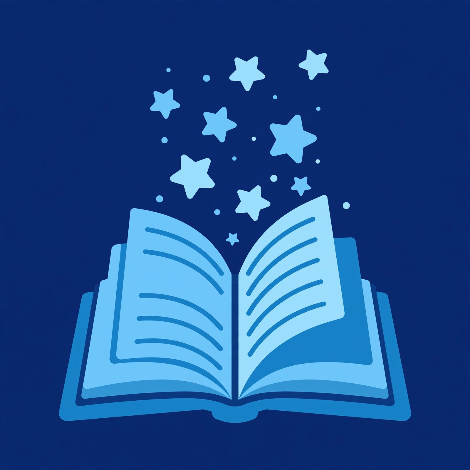 Open book with pages turning into stars